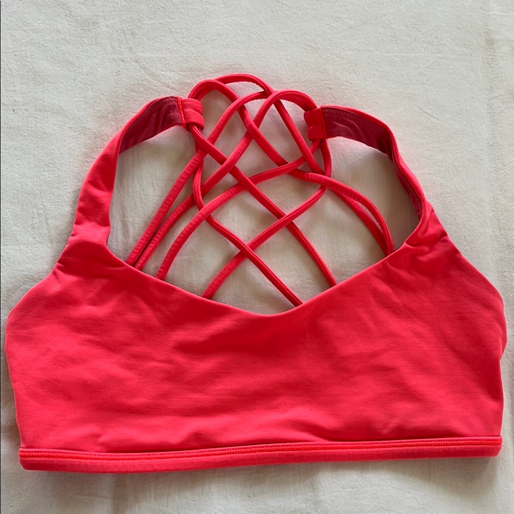 Lululemon Strappy fluorescent orange bralette sports bra size 8